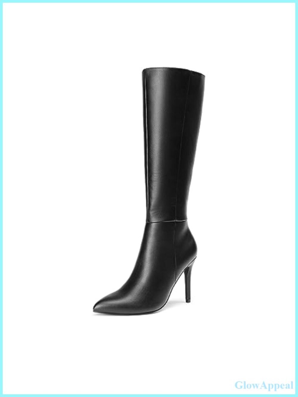 Womens Pointed Toe Stiletto Knee High Boots Faux Leather Side Zip